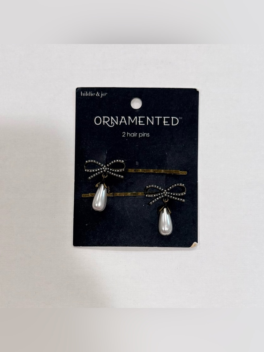 NEW hildie & jo 2 ornamented hair pins with pearl drop